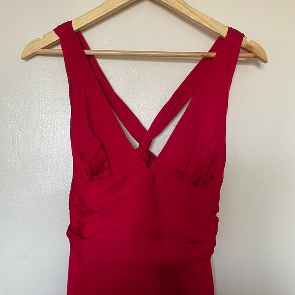 NWT Red Chiffon& Satin Evening Gown / Prom Dress - Floor Length (Long) - Picture 6 of 7